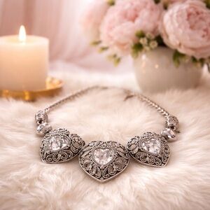 Elegant Silver Heart Necklace